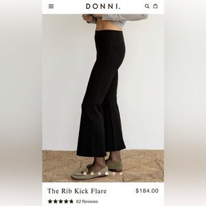 Donni Rib Kick Flare, Size Small, Black